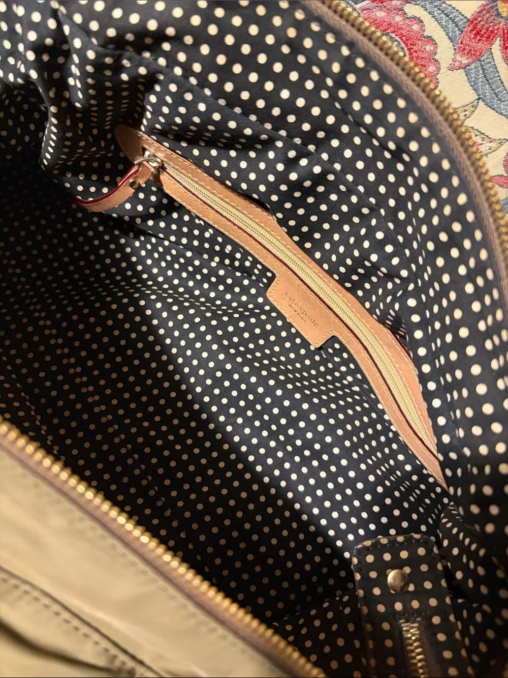 kate spade Olive Green Nylon Shoulder Bag with Tan Leather Trim